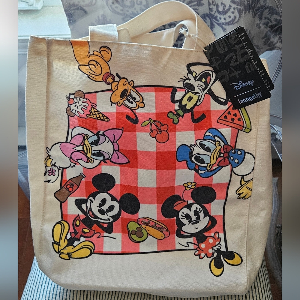 Loungefly Disney Mickey And Friends Picnic Canvas Tote Bag